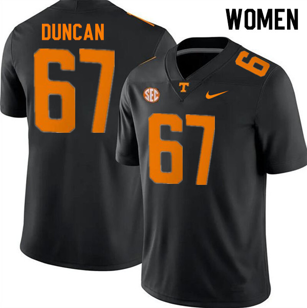 Women #67 Trevor Duncan Tennessee Volunteers College Football Jerseys Stitched-Black